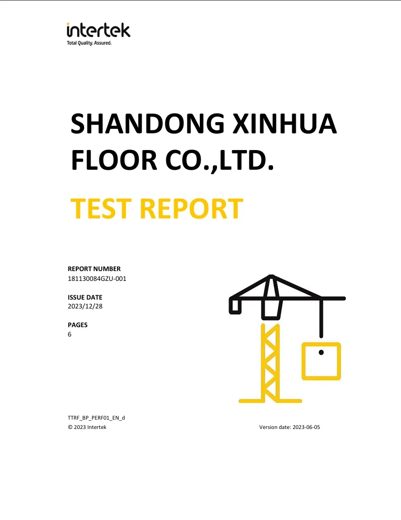 Sinwa Flooring Intertek Test Report - Certified LVT/SPC Quality